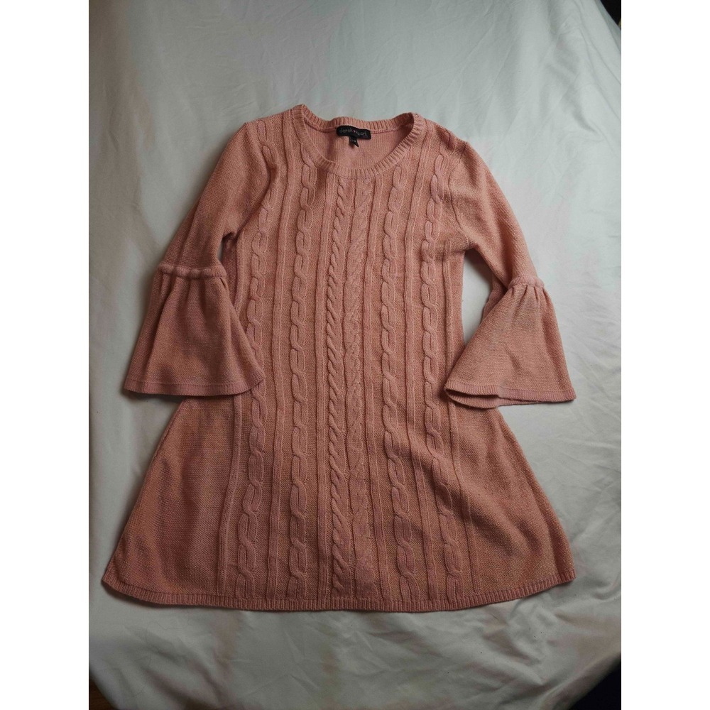 Derek Heart Bell Sleeve Sweater Girls Size Large Pink Cable Knit Winter Casual